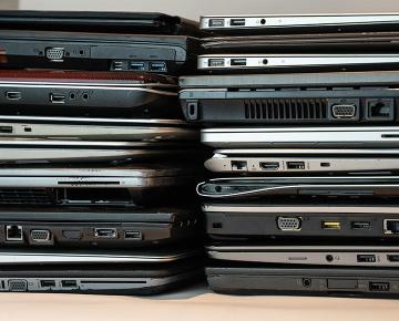 pile of laptops